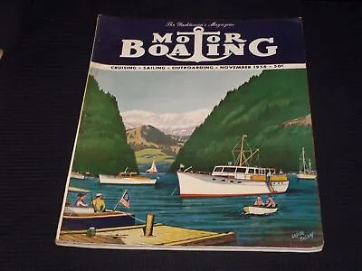 1956 November Motor Boating Magazine Beautful Illustrated Front Cover - E 4375 • $45