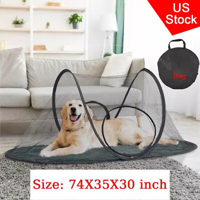 US 74*35*30 Inch Pop Up Pet Play Tent Cage Foldable Patio Porch Pet Play House • $18.99