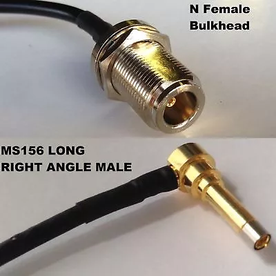 RG316 6  N FEMALE BULKHEAD To MS156 Male Right Angle Long Coaxial RF Cable USA • $7.74