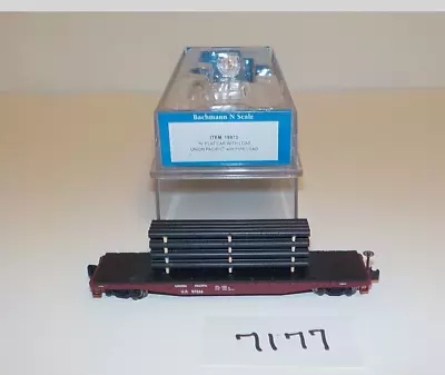 Bachmann 18973 N Union Pacific Flat Car W/Pipe Load UP #57266 (#7177) • $25.99