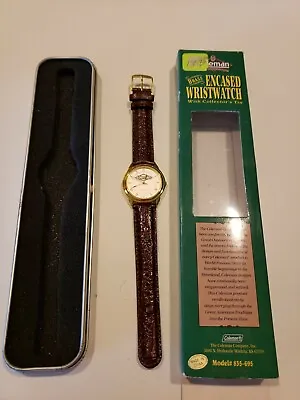 Coleman Brass Encased Leather Wristwatch In Original Packaging • $15.50
