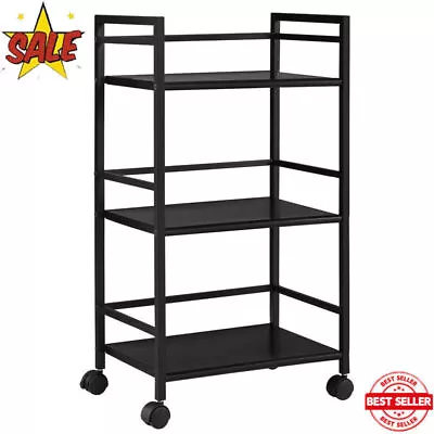 3 Shelf Rolling Utility Cart Storage Shelves Organizer Kitchen Living Room Metal • $25.49
