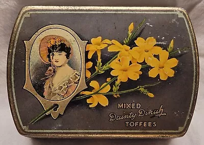 1920's Vintage Art Nouveau Beautiful Dainty Dinah Mixed Toffees Horner Tin • $74.99