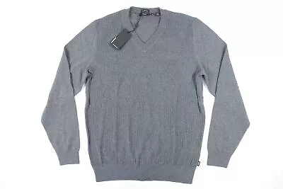 Hugo Boss Edmondo Gray Xl 100% Merino Wool Slim Vneck Sweater Mens Defect • $30.60
