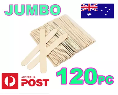 120x JUMBO CRAFT STICKS Natural Wooden  Paddle Pop Popsicle Sticks 14.5 X 1.9 Cm • $15.50