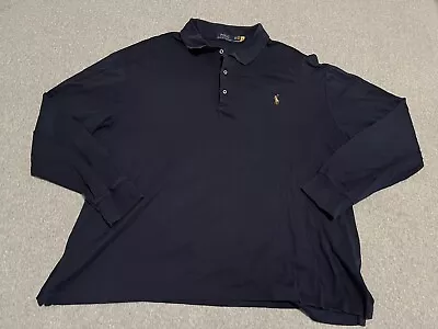 Polo Ralph Lauren Navy Long Sleeve Polo Shirt Mens 2XB • $35.99