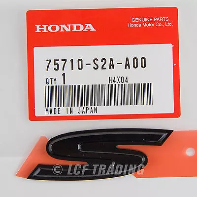 Authentic OEM JDM Honda S2000 Black 'S' Emblem 2000-2009 75710-S2A-A00 • $21