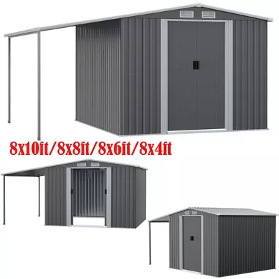 Heavy Duty Metal Garden Shed Apex Roof Outdoor Tool Storage Shelf Shed Warehouse • £415.95