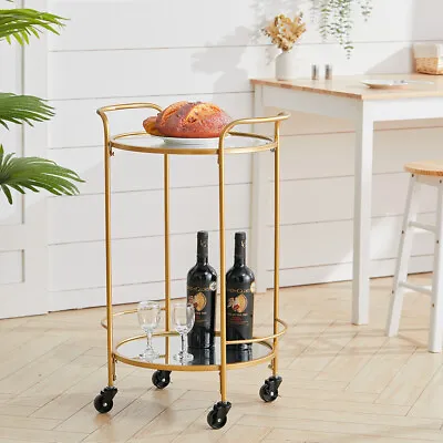 £38.99 • Buy Art Deco Luxury Drinks Trolley Bar Wine Glass Shelf Bar Pub Serving Cart Gold