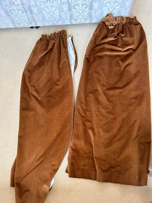 £25 • Buy Vintage Velvet/cord Dark Mustard Brown Curtains 70s