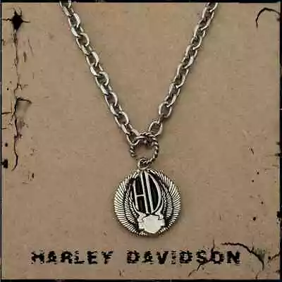 Harley Davidson HD Wings Bar And Shield Necklace On Stainless Steel Chain 20  • $75