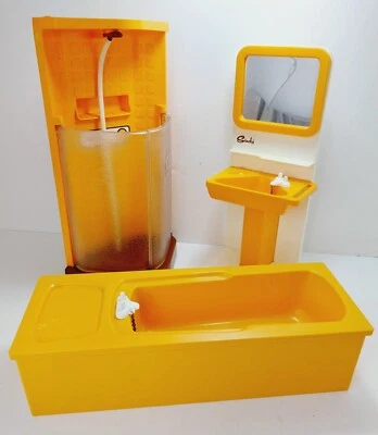 £16.95 • Buy Vintage Sindy Pedigree Bathroom Shower Set 1975 Toy Collectable Orange 