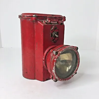 Grether Fire Equipment Dept Antique 1917 Red Firefighter Lantern Lamp Light Rare • $349.50