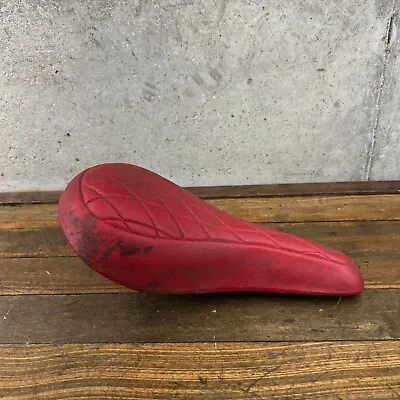 Old School BMX Seat Red Pleated Quilted USA Padded OG 70s 78 Flat Rail Troxel A2 • $42.49