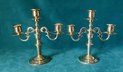 2) Vintage Brass 3 Arm Candelabra Candlestick Holder 8   H 7 1/2   W • $38.95