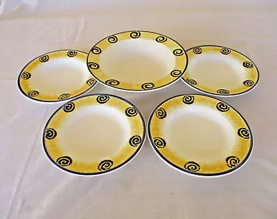 Lovely Ceramica Ternana Italy 5 Piece Pasta Bowl Set *Blue & Yellow Pattern • $35