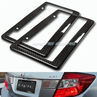 2 X Type-2 Real Carbon Fiber Weave License Plate Holder Cover Frame Universal • $29.95