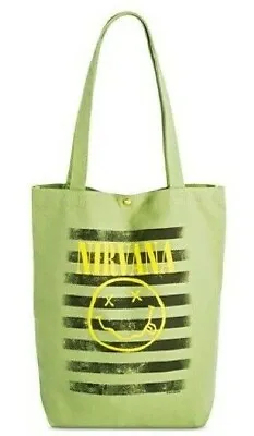 NIRVANA NEVERMIND SMILEY Canvas Tote Bag Shopping Bag Music Memorabilia NWT • $14.99