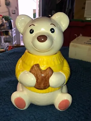 EUC!!! Vintage Metlox Poppytrail Teddy Bear In Yellow Sweater Cookie Jar • $20