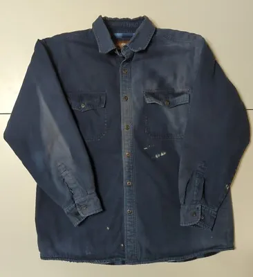 $33 • Buy VTG LEVIS Canvas Trucker Jacket/Shirt Blanket Fleece Lined  Size L Distressed 