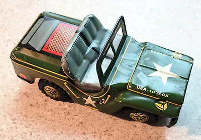 Vintage 1960's US Army Jeep Tin Friction Toy - Japan • $9.89