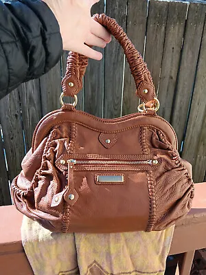 Isabella Fiore Brown Main Squeeze Brooke Rouched Handbag Limited Edition • $99.99