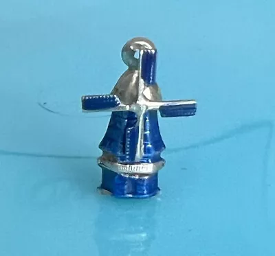 $20 • Buy Vintage Sterling Silver Blue Enameled Dutch Windmill Bracelet Charm