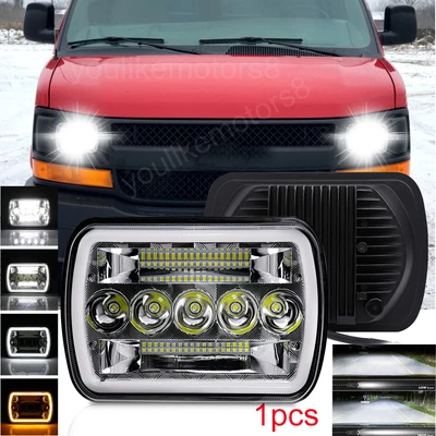 $43.99 • Buy 7x6  5X7 LED Headlight Hi-Lo Halo DRL Fit Chevy Express Cargo Van 1500 2500 3500