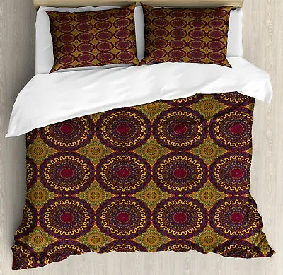 Moroccan Duvet Cover Set With Pillow Shams Tribal Art Mandala Print • $89.99