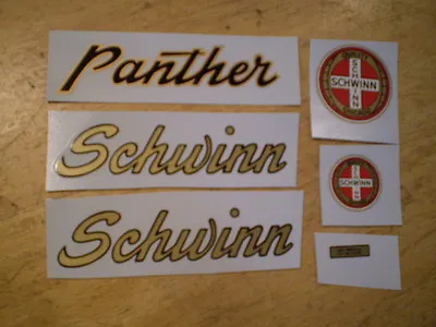 Complete Vintage Schwinn Approved Mens  PANTHER Balloon Tire Bicycle Decal Set • $40