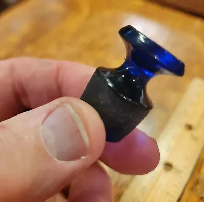 Tiny Cobalt Blue Mushroom Stopper For Label Under Glass Apothecary Bottle  • $25
