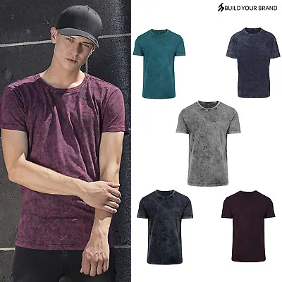 Acid Washed Tee BY070 Men's Cool Basic Short Sleeve Crew Neck Comfotable T-Shirt • £18.19