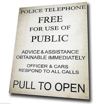 POLICE PHONE BOX SIGN Vintage METAL Wall Sign Door Plaque Poster DR WHO Tardis • £4.45