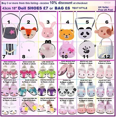 *43cm 18  Doll SHOES £7 Or BAGS £6. Buy 3 Get 10% Off. Our Generation Baby Born • £4