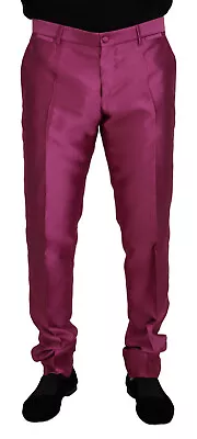 DOLCE & GABBANA Pants Pink Silk Slim Trousers Dress Formal IT46 / W32 RRP $1400 • $799