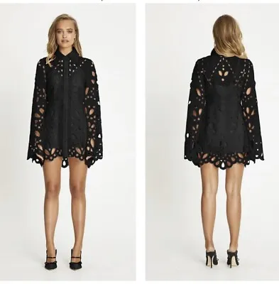 $160 • Buy New - ALICE MCCALL  Baudelaire  Black Embroidery Mini Dress 6 RRP $475