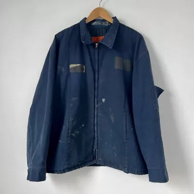 Vintage Sun Faded Distressed Red Kap Mechanic Work Jacket Coat Men’s Size Large • $40