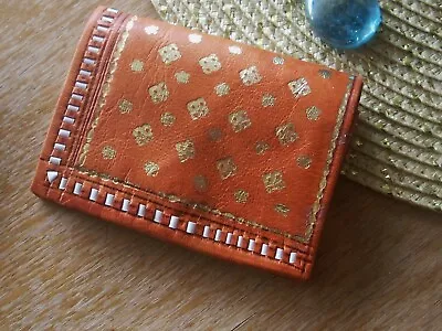 Leather Mini Coin Change Purse Tan Embossed Florentine Leather Soft-3 X 4  • $1.99