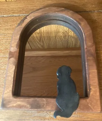 Handmade Mirror W/ Wood Carved Dog Reflection Wall Hanging Art By Judy Rand 1996 • $31