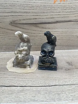 Little Raven Crow On Skull & Books Rubber Latex Mould Mold Gothic Halloween • £7