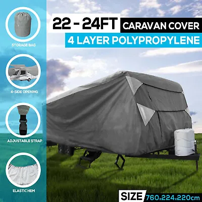 Heavy Duty 22-24ft 4 Layer  Caravan Campervan Cover  UV Waterproof Carry Bag • $155