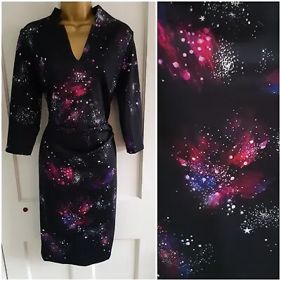 Phase Eight Black Pencil Dress With Galaxy Star Celestial Size 14 RRP £99 • £24.99