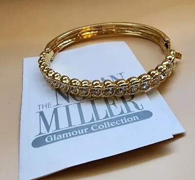 VTG Nolan Miller Goldtone Rhinestone Studded Tennis Bracelet Cuff • $19.99