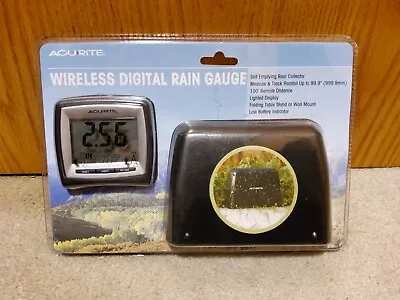 ACU-RITE Wireless Weather Rain Gauge 100’ Remote Display 00896 Black / Silver • $23.99