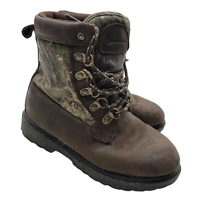 Browning Shows Boys Size 11M Boots Brown Leather Camo Thinsulate Lace Up Ankle  • $19.99