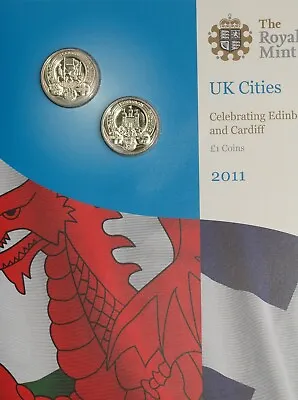 2011 One Pound £1 Cities Cardiff And Edinburgh Royal Mint BU Pack RARE • £49.99