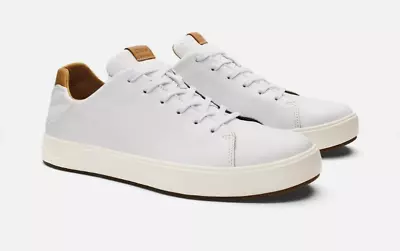 Olukai Lae'Ahi Li 'ILi Bright White Leather Lace-Up Sneaker Men's US Sizes 7-15 • $123.45