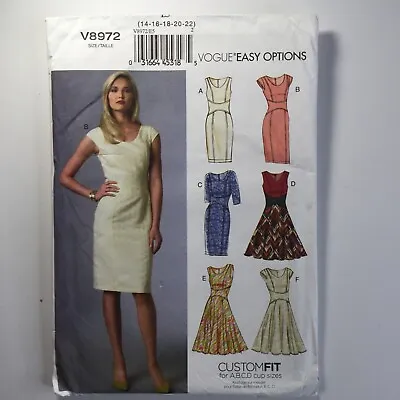 Vogue V8972 Ladies Semi Fitted Dress Princess Lines Waist New Uncut Pattern PLUS • £18.50