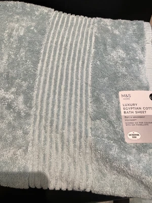 £17.99 • Buy BNWT M&S 100% Egyptian Cotton Bath Sheet 600 GSM RRP £19.50 Duck Egg 90x170cm