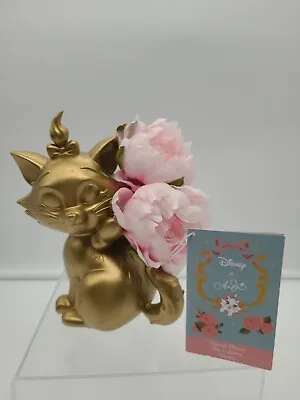 Disney Parks Ann Shen Aristocats Marie Gold Statue Vase Planter W/ Pink Flowers • $64.95